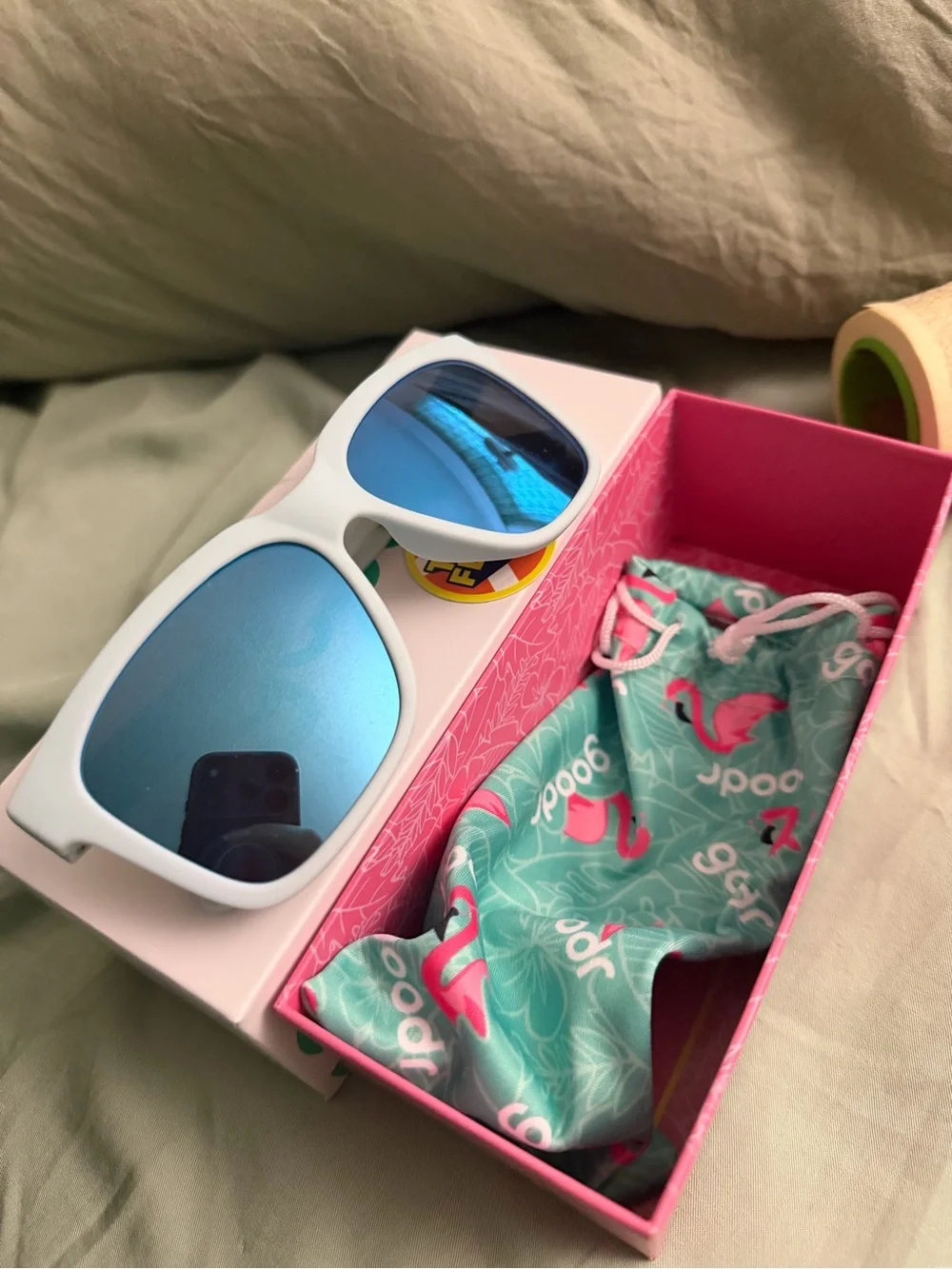 Polarized Light Blue Sunglasses with Mirrored Blue Lenses